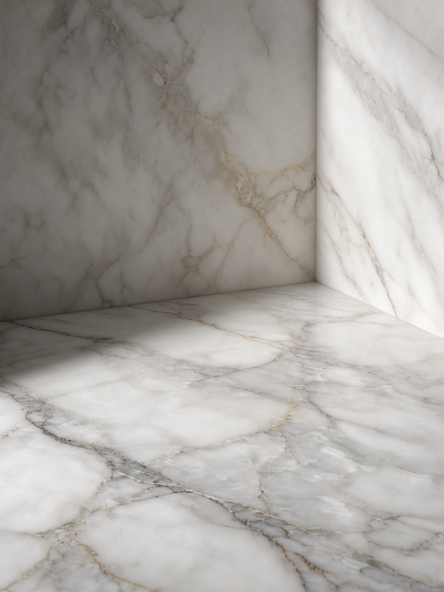 Calacatta marble in close view — stone as the bathroom character