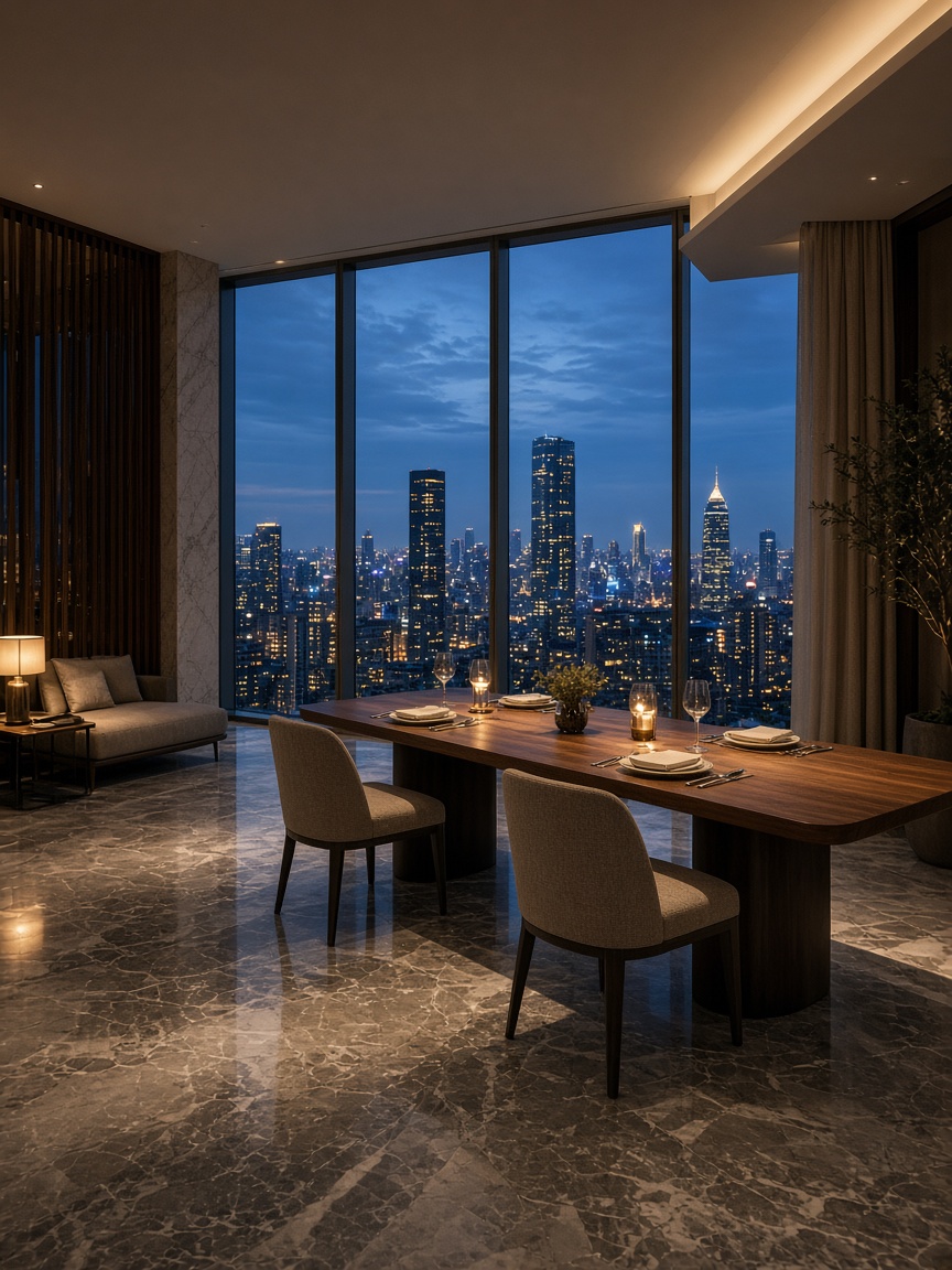 Penthouse suite с панорама към града — пространство в мащаба на инвеститорски обект