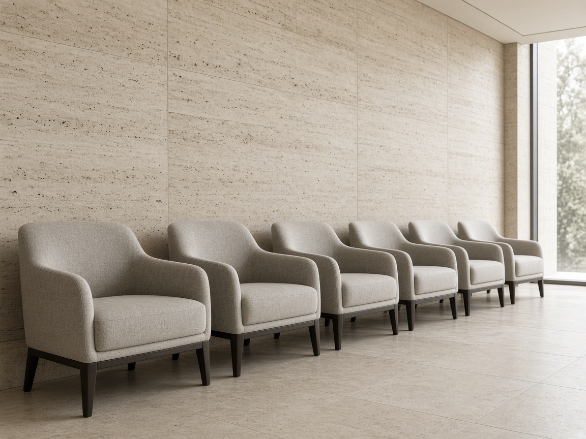 Ред от upholstered столове в институционална чакалня