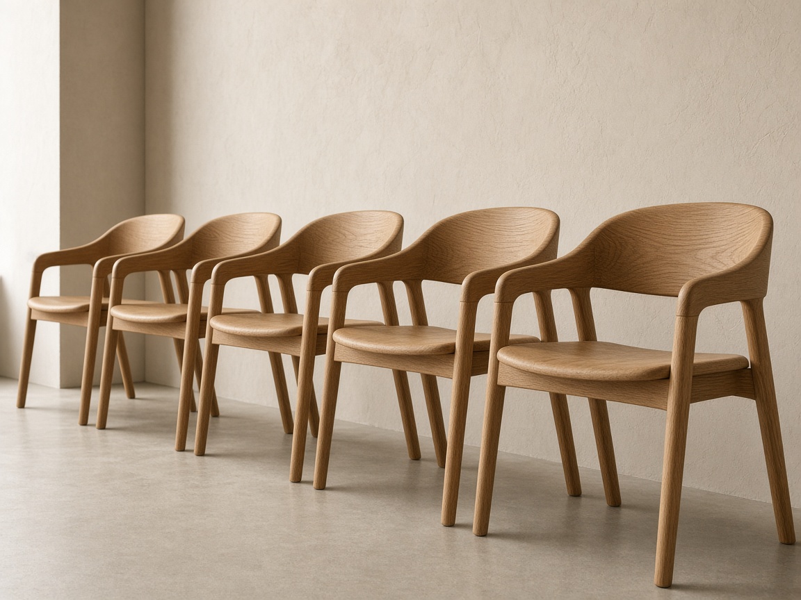 Row of oak chairs — seating product category
